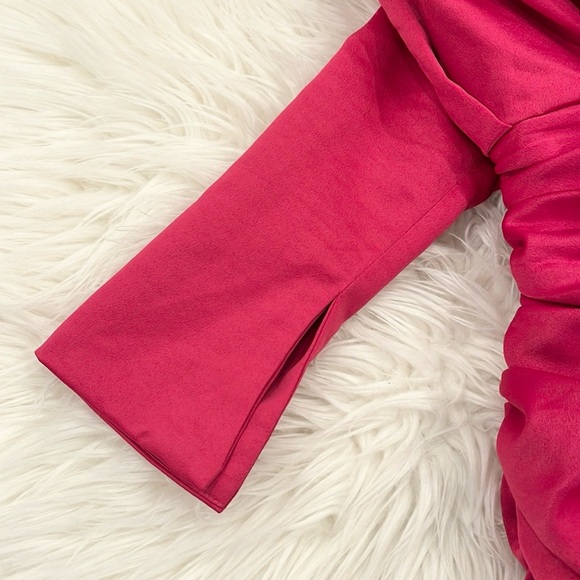 House of CB Giorgiana Hot Pink Satin Draped Mini Dress - Picture 9 of 16